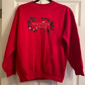 Northern Getaway Vintage Embroidered Holiday Crewneck Sweater, sz L